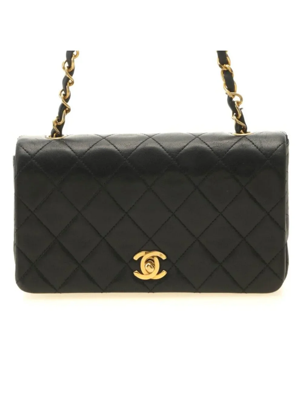 Chanel Mini Quilted 19 Turnlock Full Flap Chain Shoulder Black Bag Lambskin